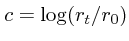 $c = \log(r_t/r_0)$