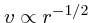 $v \propto r^{-1/2}$