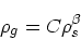 \begin{displaymath}
\rho_g = C \rho_s^{\beta}
\end{displaymath}